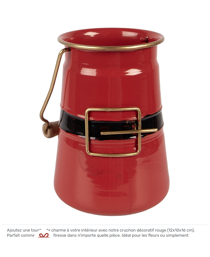 Cruchon décoratif émaillé rouge "Ceinture"