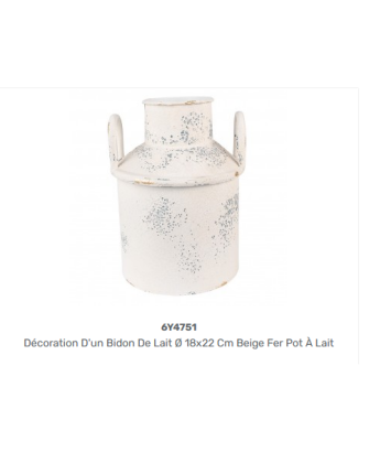 Bidon à lait décoratif patiné beige